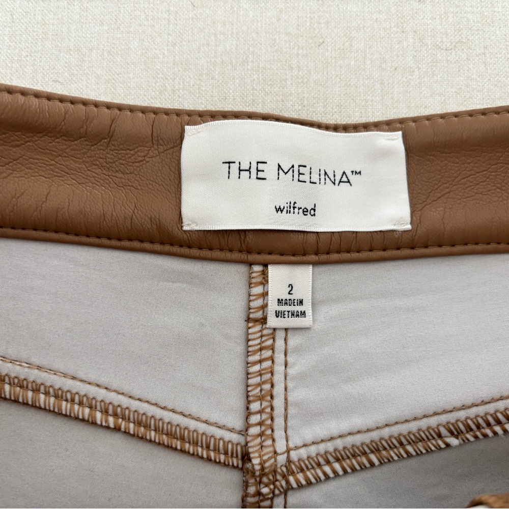 Wilfred Aritzia Melina vegan leather pants tan cropped 2 - Picture 3 of 6